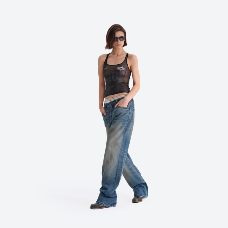No.10 Snake‑print Sheer Tank Top
